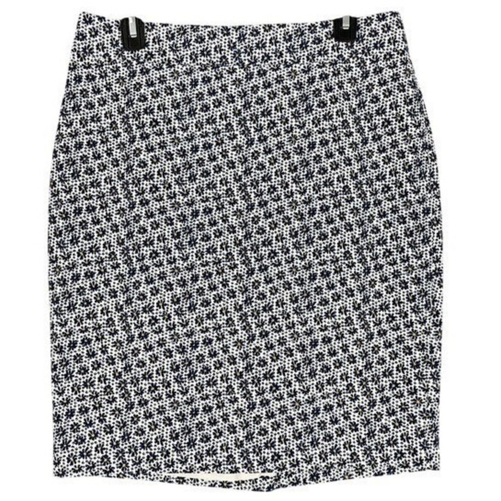 Ann Taylor Skirt Womens 8 White Pencil Straight Flowers Lined Stretch Short